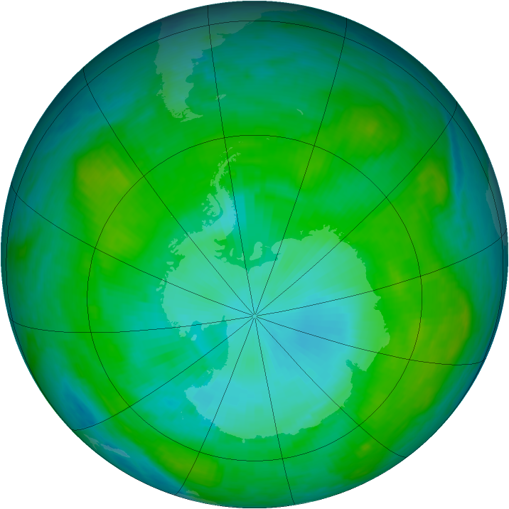 Antarctic ozone map for 26 January 1984